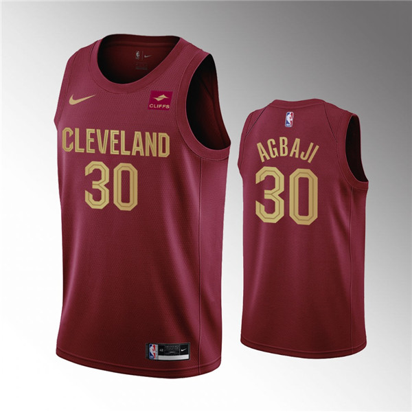 Men's Cleveland Cavaliers #30 Ochai Agbaji Wine Icon Edition Stitched Basketball Jersey